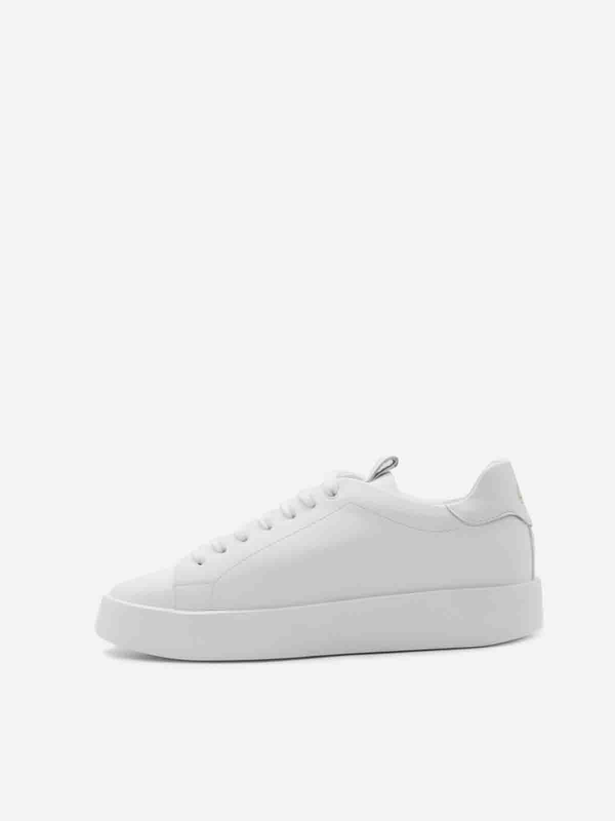 Shop Giuliano Galiano Road Sneakers In Nappa Leather In Blanco
