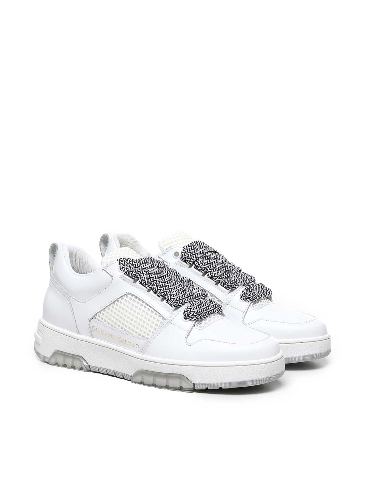Shop Giuliano Galiano Vyper Sneakers In Mesh And Suede In Blanco