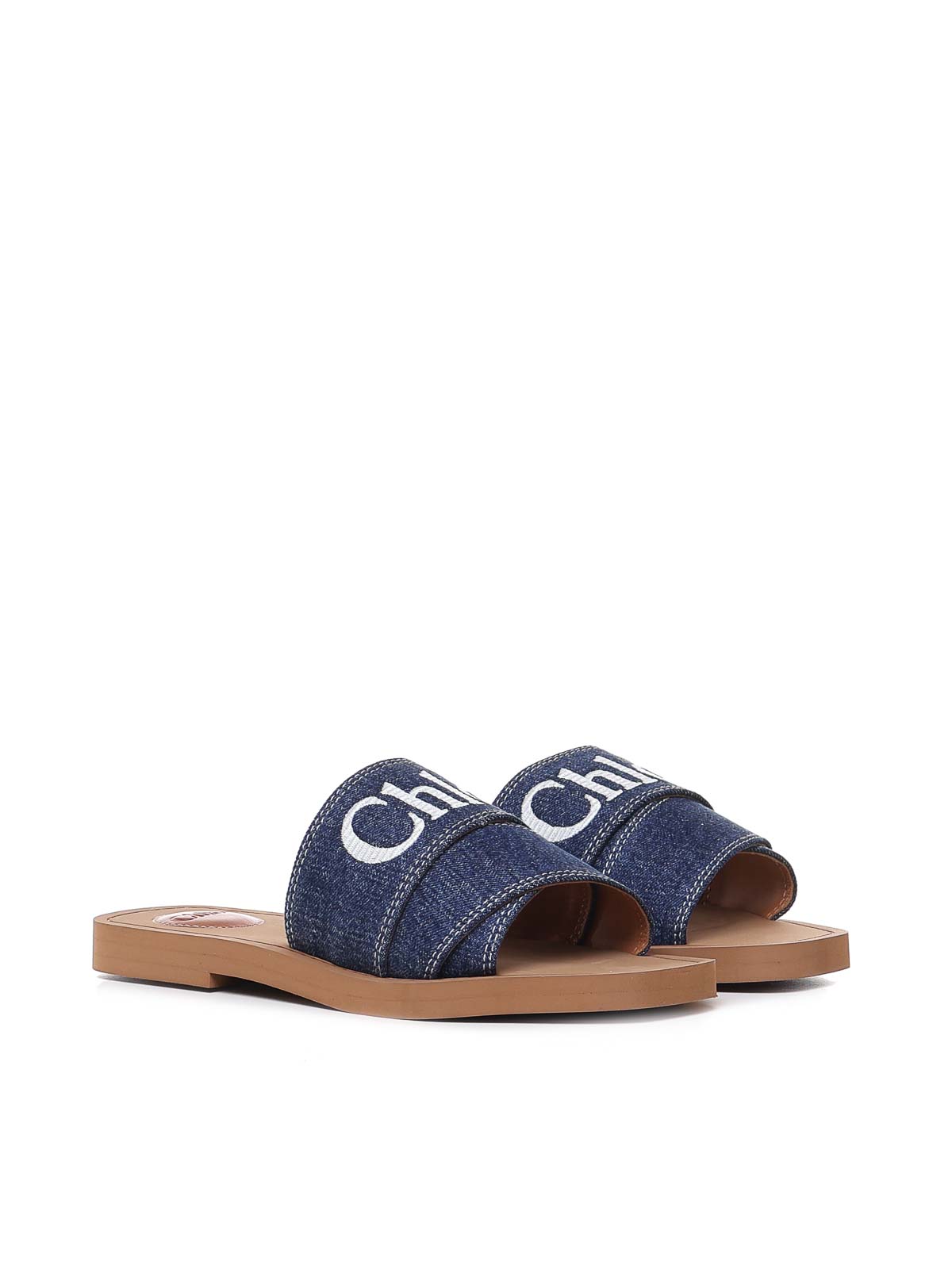 Shop Chloé Woody Flat Sabot In Denim