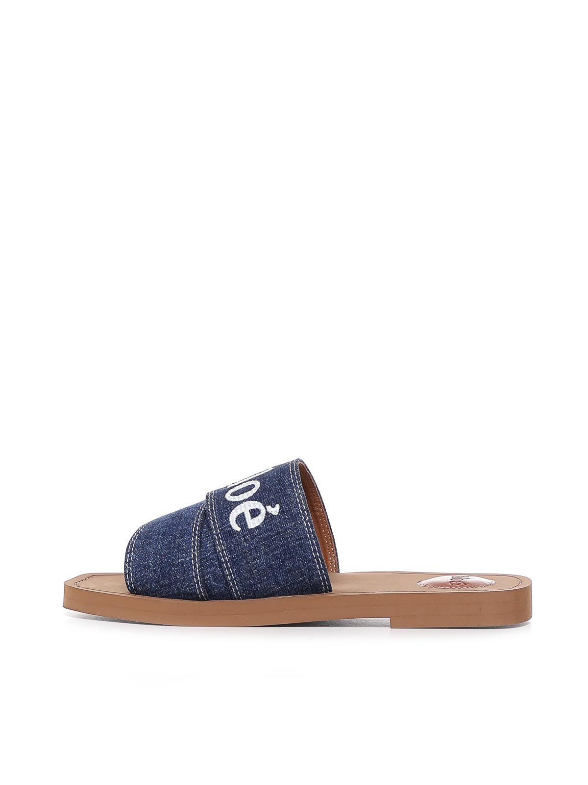 Shop Chloé Woody Flat Sabot In Denim