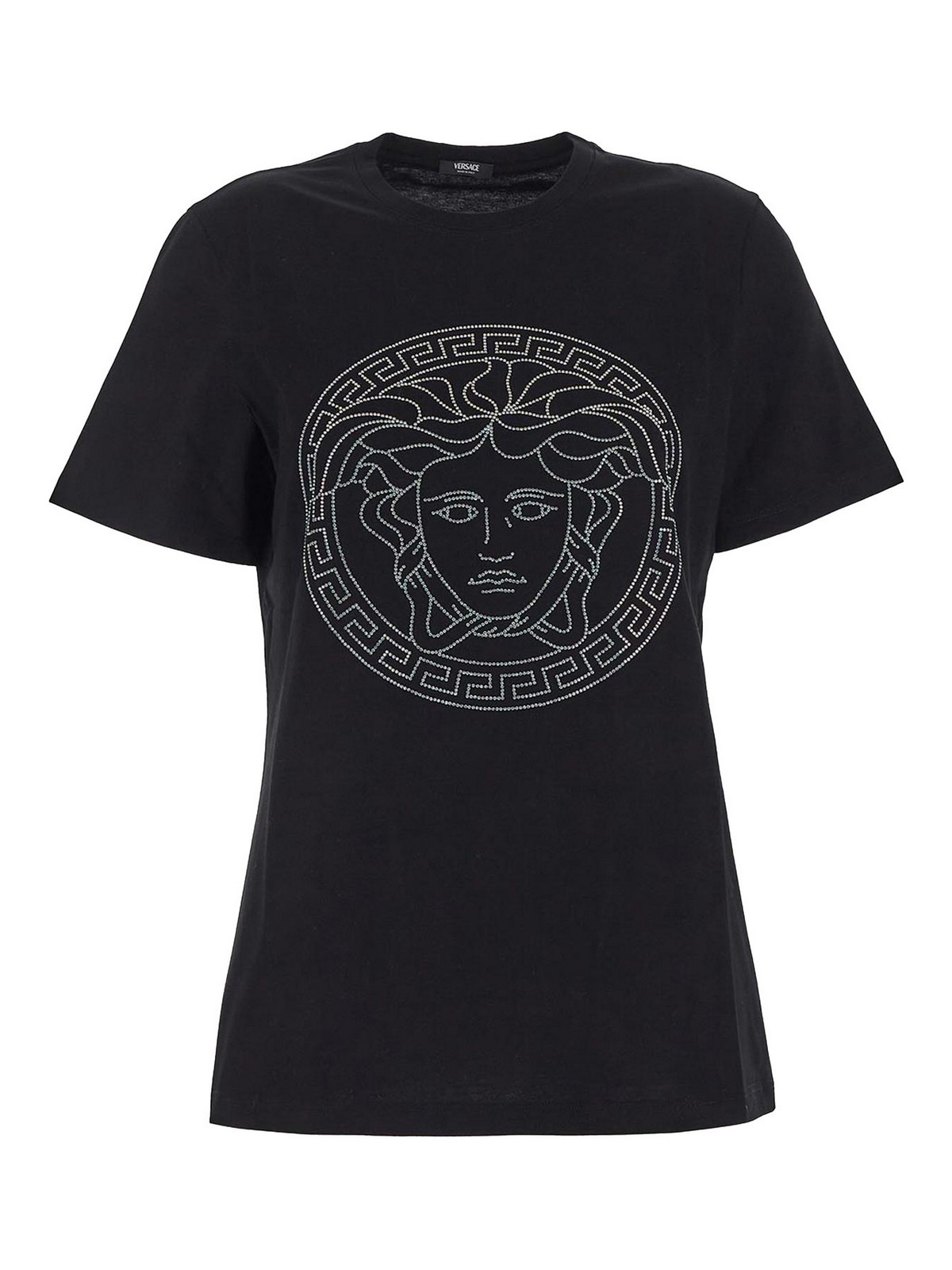 Shop Versace T-shirt With Short Sleeves In Black