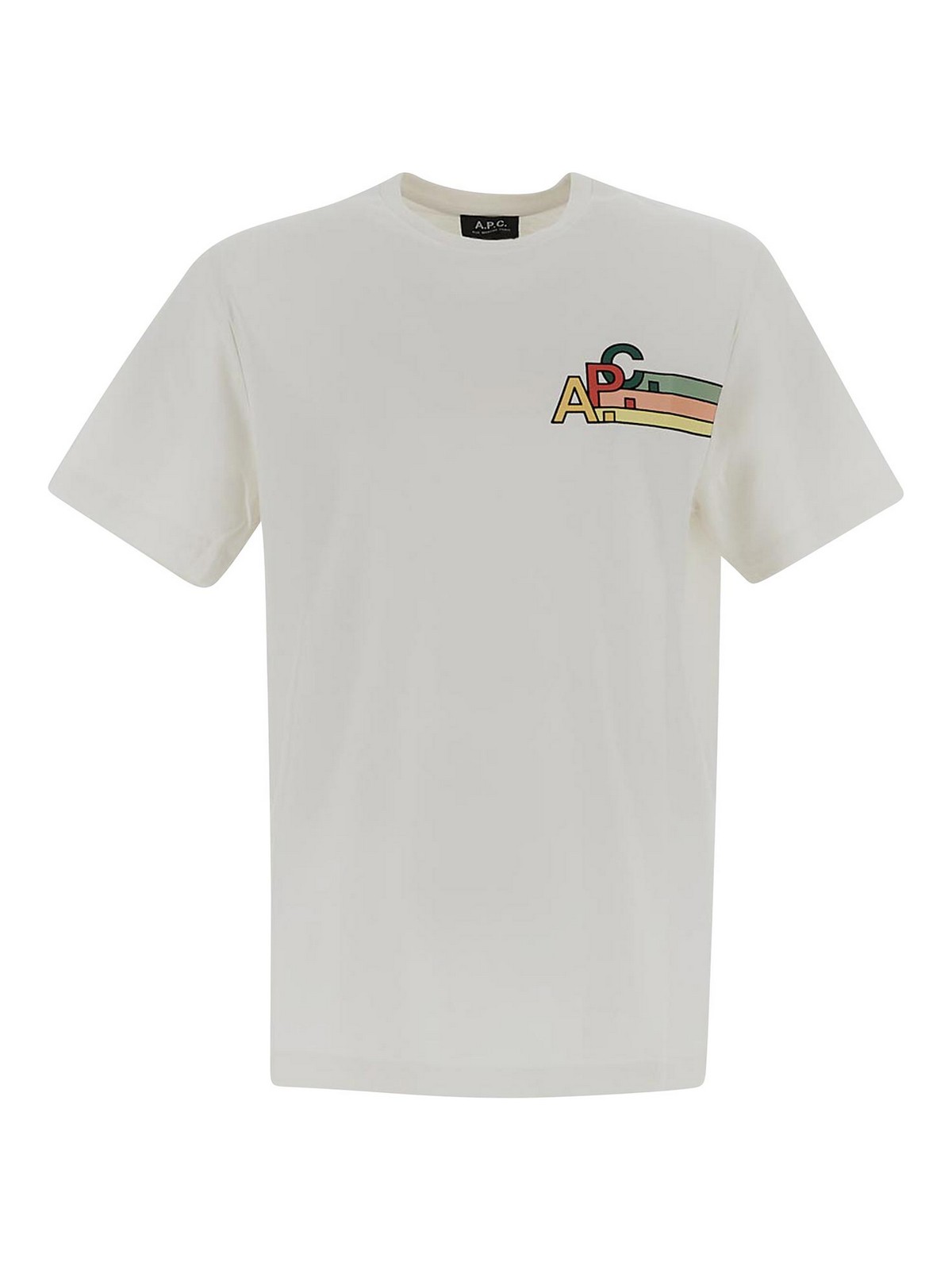 Apc T-shirt In Chalk With Multicolor Logo Print In White