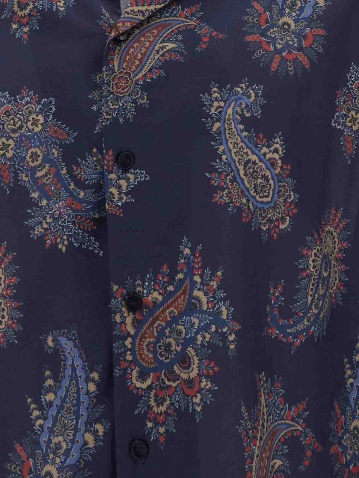 Shop Etro Shirt With Print In Blue