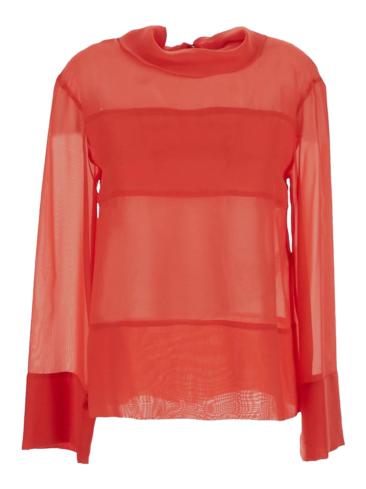 Shop Erika Cavallini Chiffon With Cowl High Neck In Red