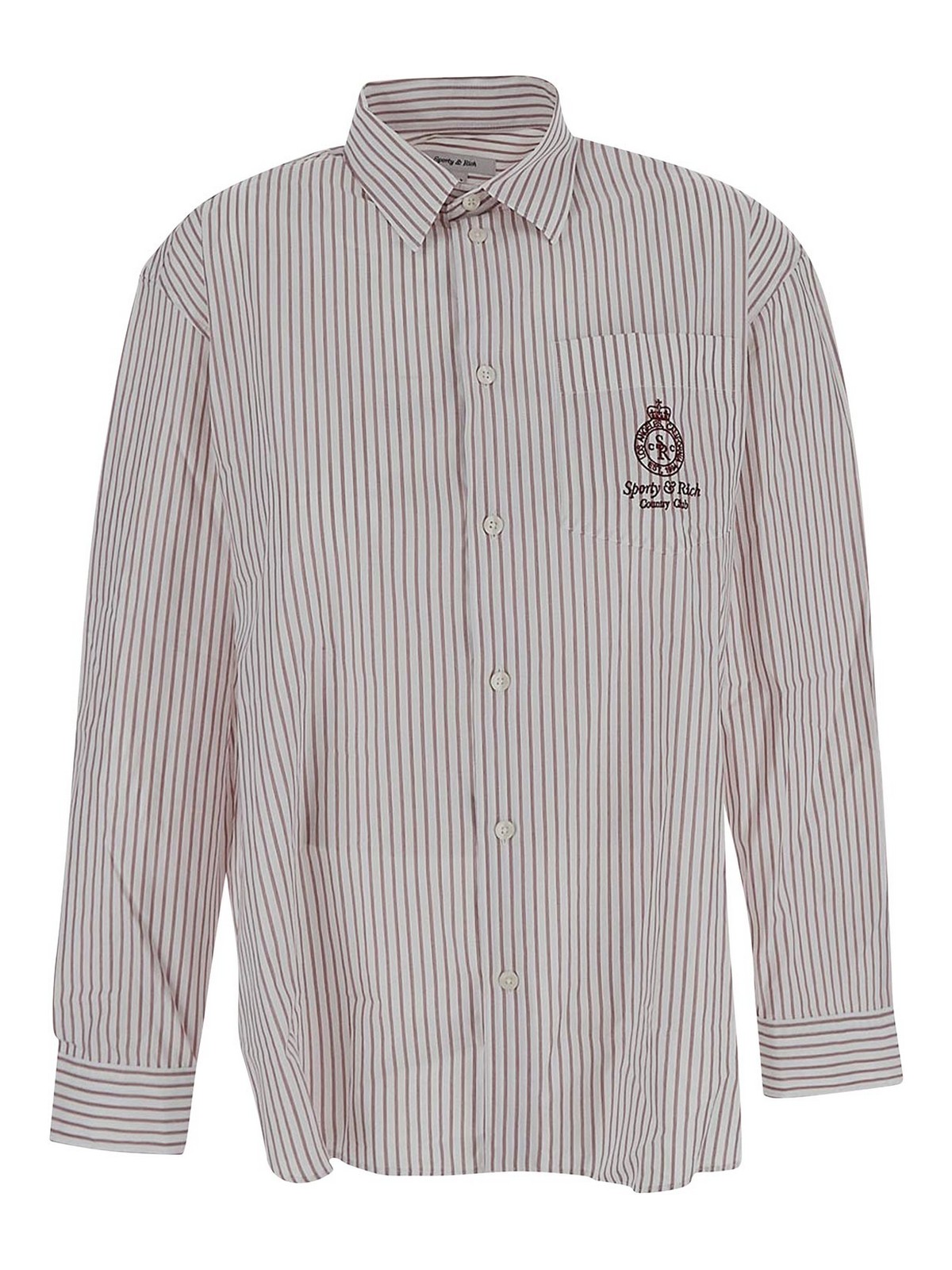 Sporty And Rich Striped Shirt With Long Sleeves In White