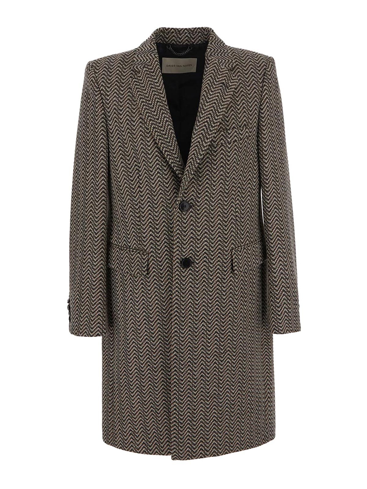 Dries Van Noten Multicolor Coat With Long Sleeves In Taupe