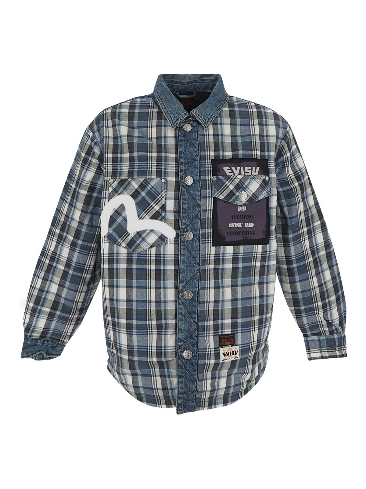 Shop Evisu Shirt Style Jacket In Blue