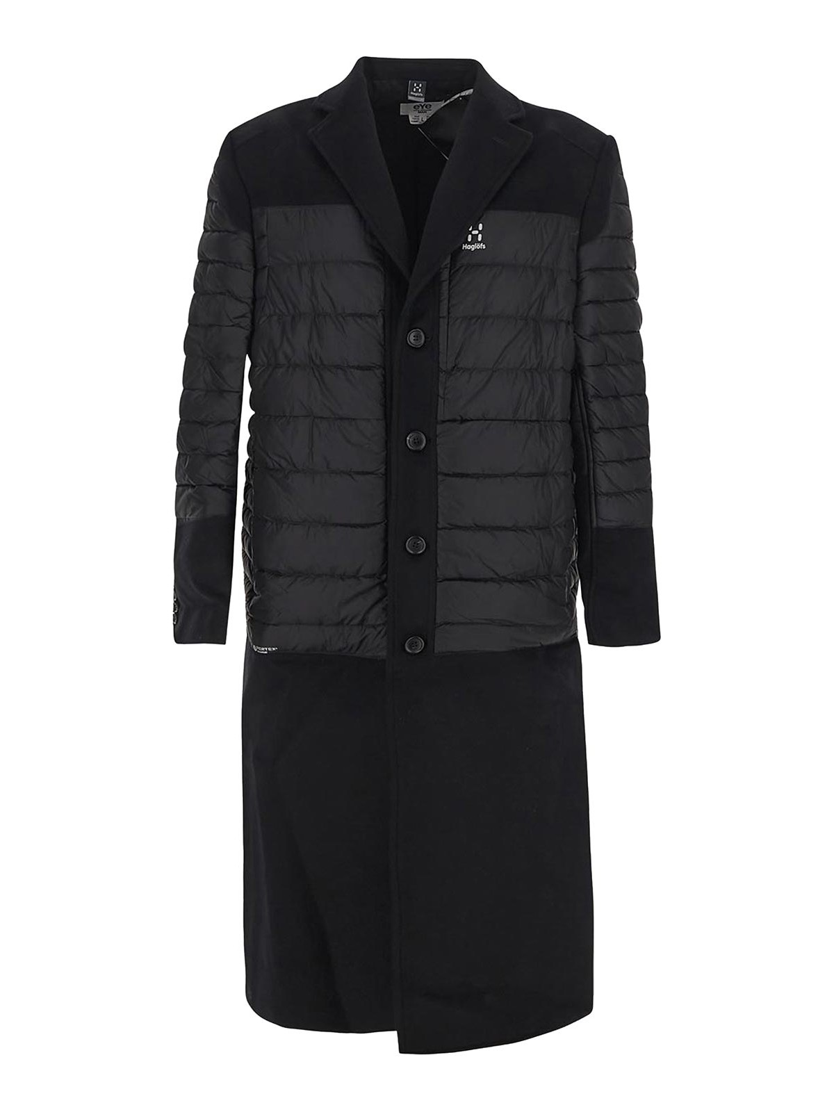 Junya Watanabe Coat In Black With Quilted Panels