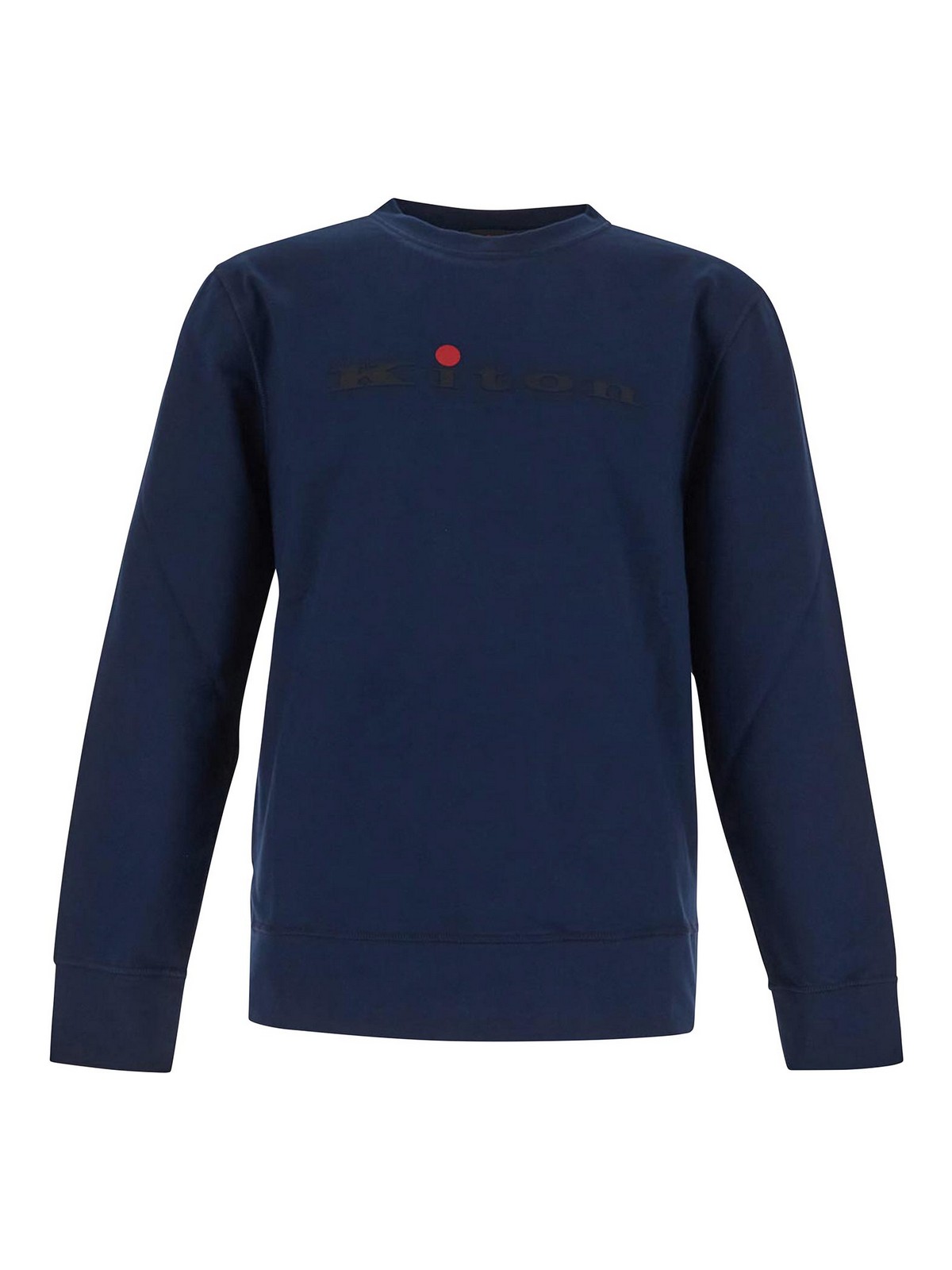 Kiton Sweatshirt In Navy Blue With Logo Print