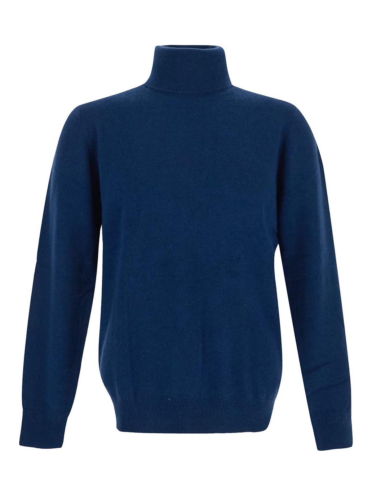 Laneus Knit Sweater In Ocean Blue With Turtleneck In Dark Blue