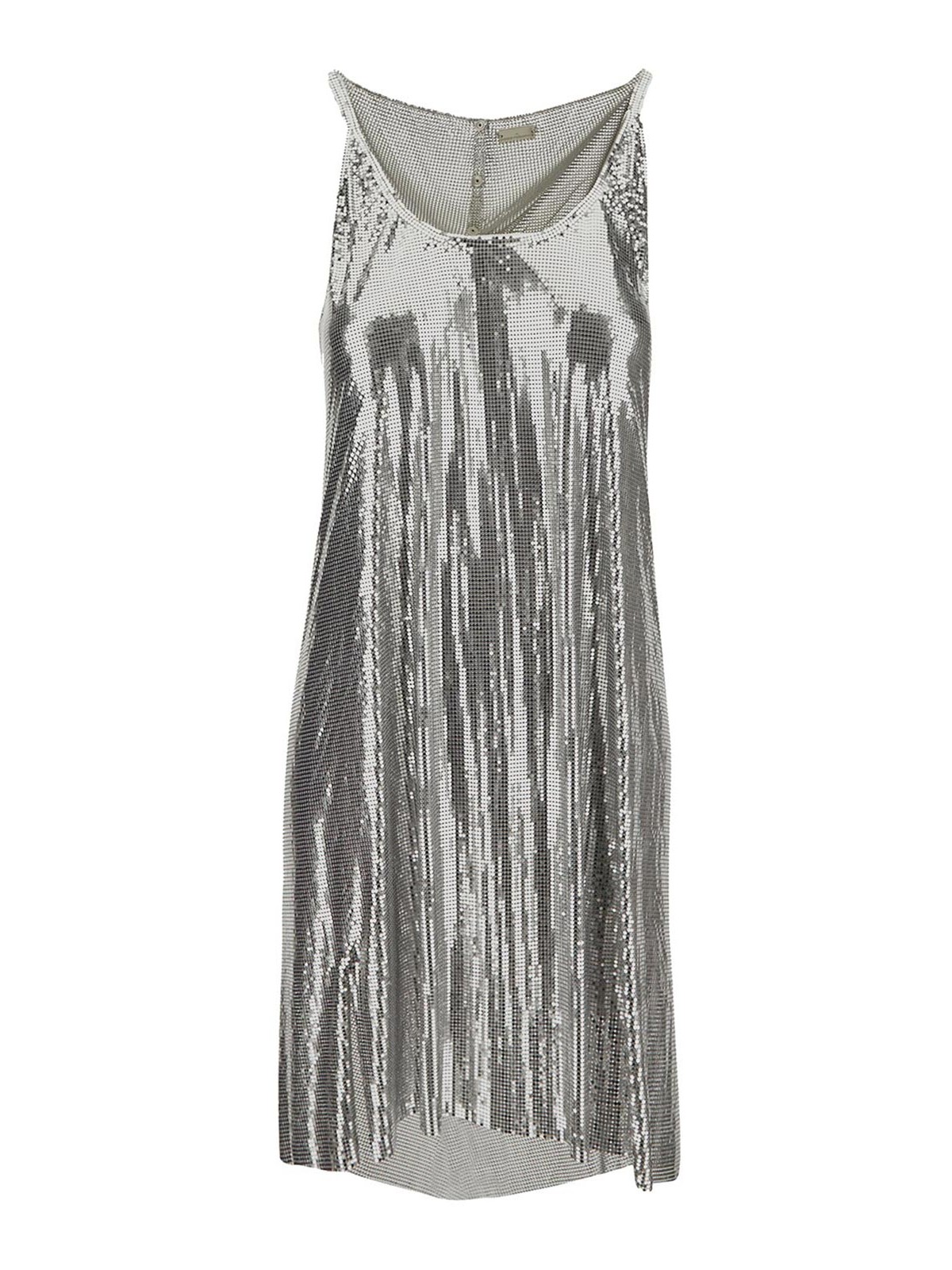 Paco Rabanne Sequins Midi Dress In Silver