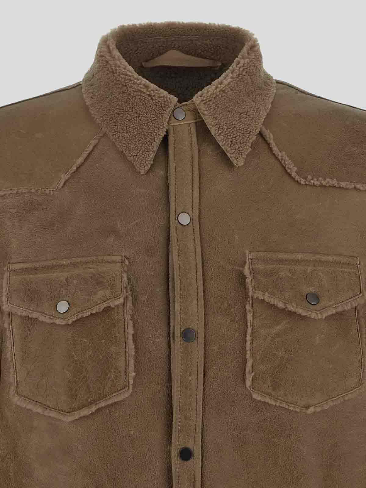 Shop Salvatore Santoro Shirt Jacket In Beige Ovin Skin