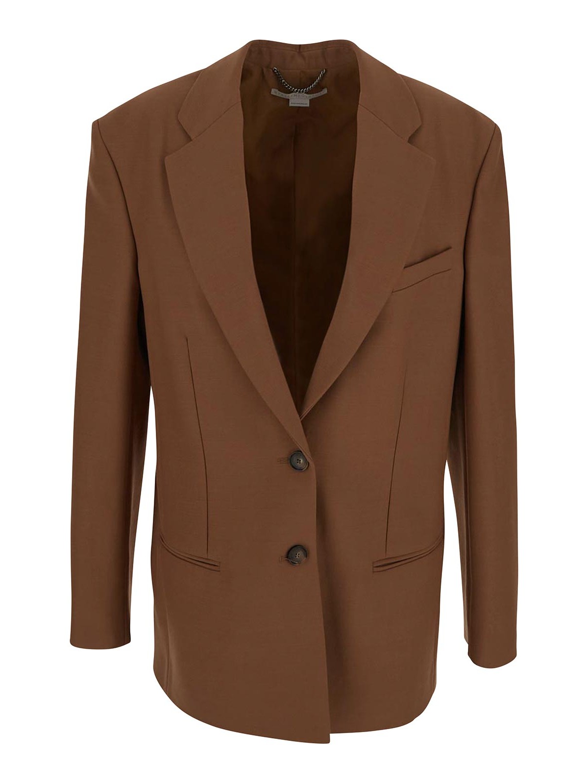 Shop Stella Mccartney Jacket In Tobacco With Notched Lapels In Brown