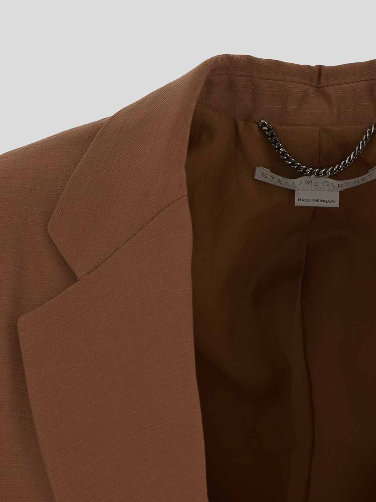Shop Stella Mccartney Jacket In Tobacco With Notched Lapels In Brown