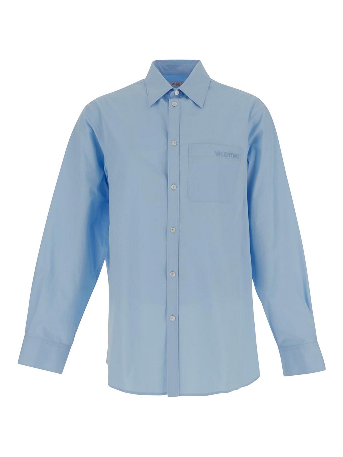 Valentino Popline Shirt In Light Blue