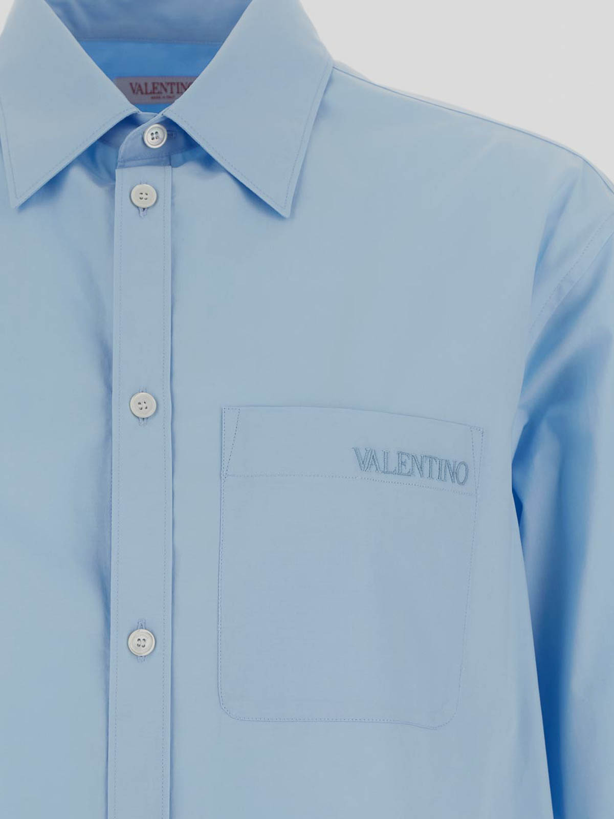 Shop Valentino Popline Shirt In Light Blue