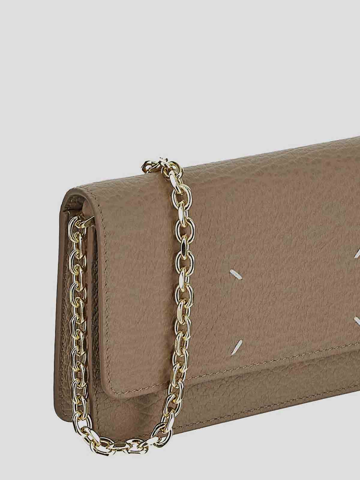 Shop Maison Margiela Beige Wallet With Chain Strap