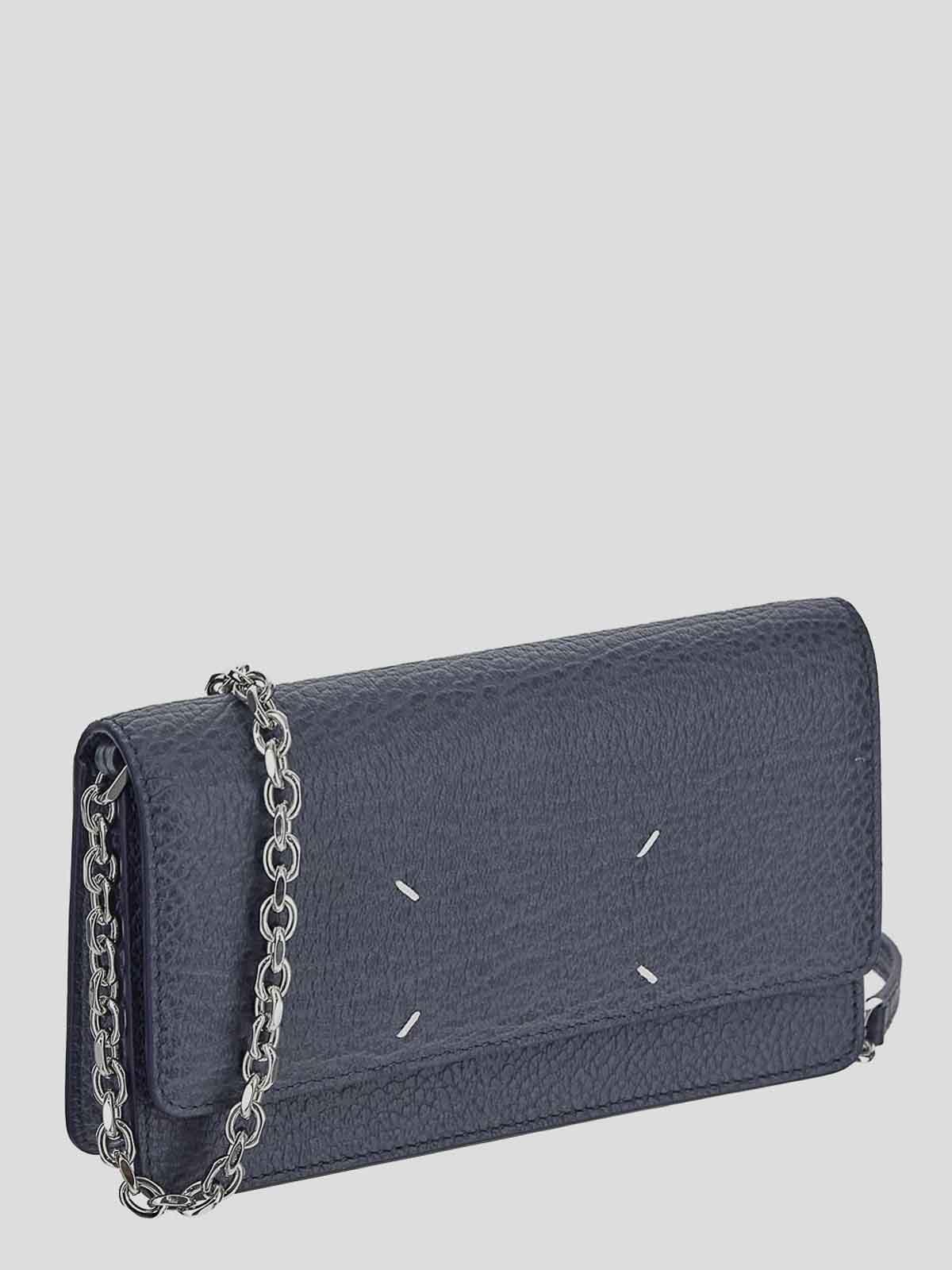 Shop Maison Margiela Grey Wallet With Chain Strap In Blue