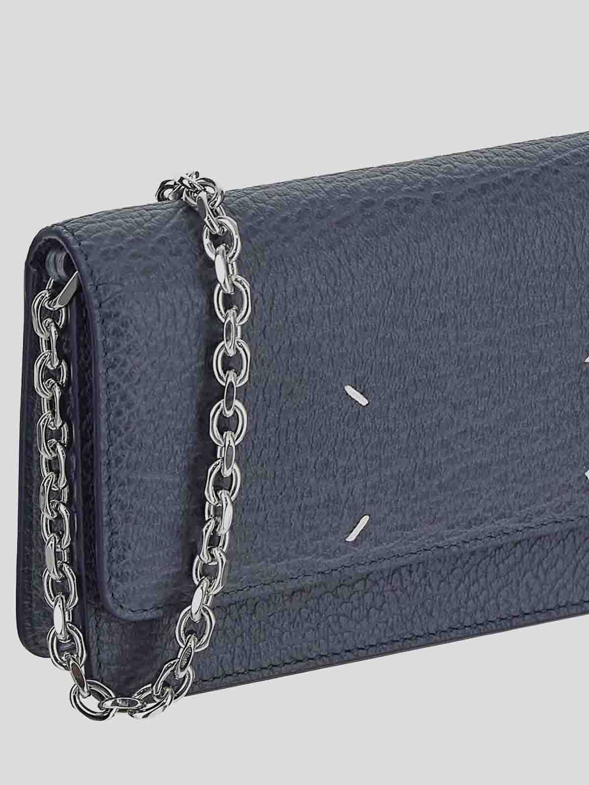 Shop Maison Margiela Grey Wallet With Chain Strap In Blue