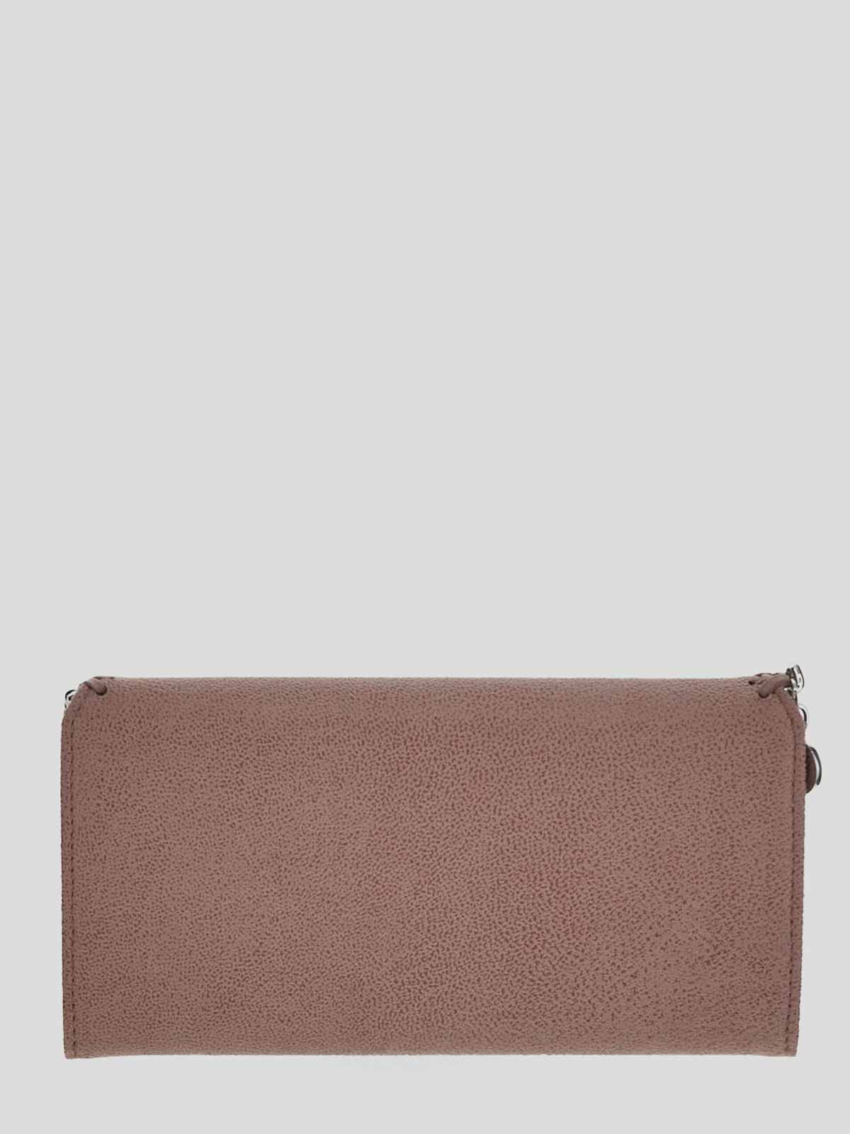 Shop Stella Mccartney Flap Wallet In Pink With Chain In Nude & Neutrals