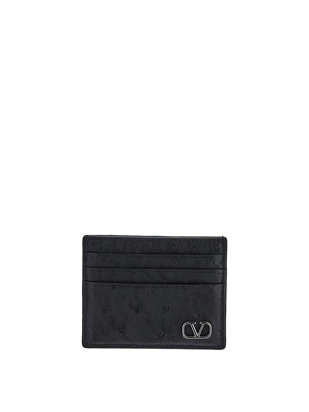 Shop Valentino Card Holder In Black With Logo