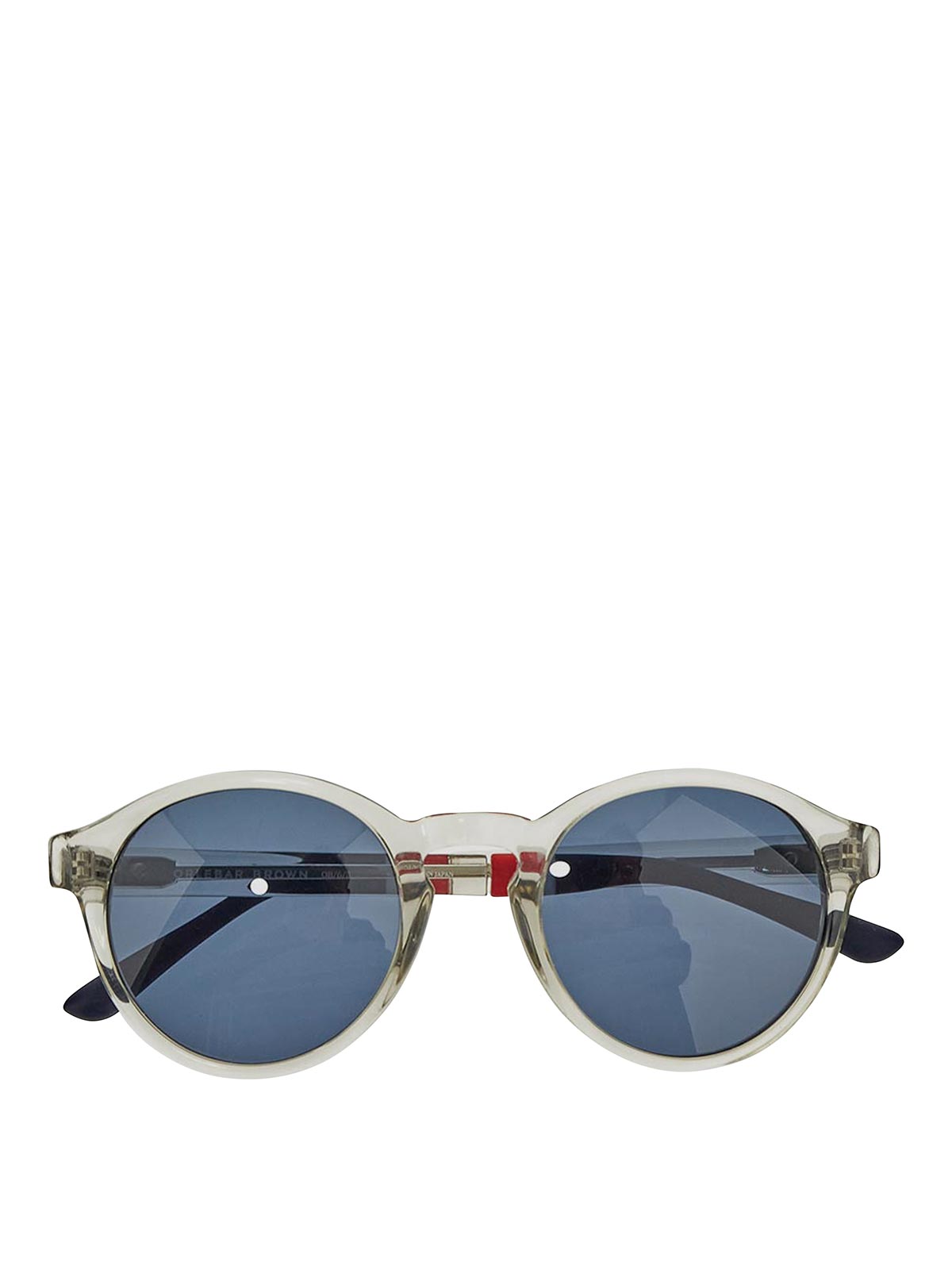 Shop Linda Farrow Sunglasses In Transparent With Navy Lenses In Nude & Neutrals