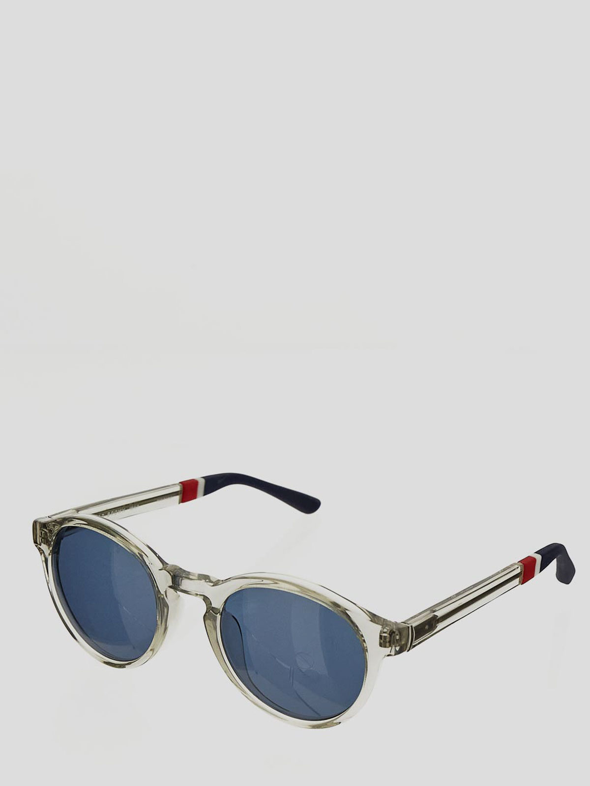 Shop Linda Farrow Sunglasses In Transparent With Navy Lenses In Nude & Neutrals