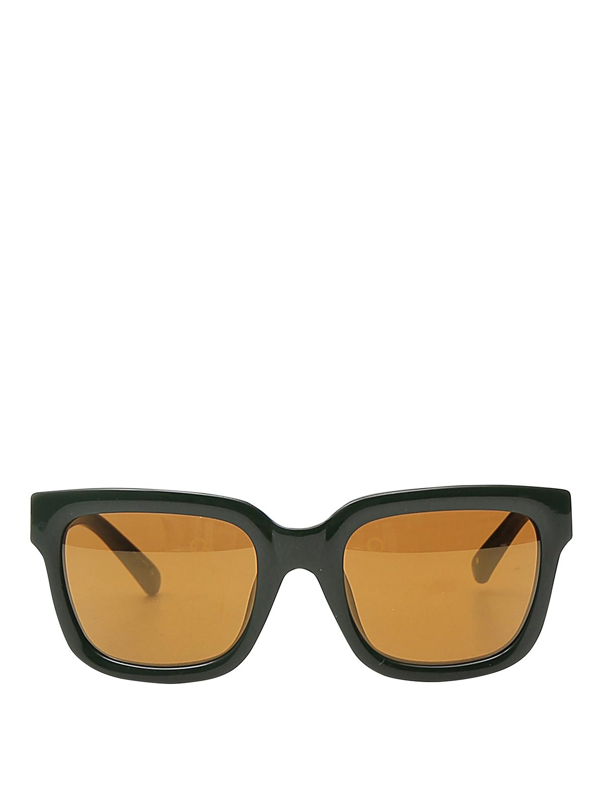 Shop Linda Farrow Sunglasses In Green With Light Brown Lenses