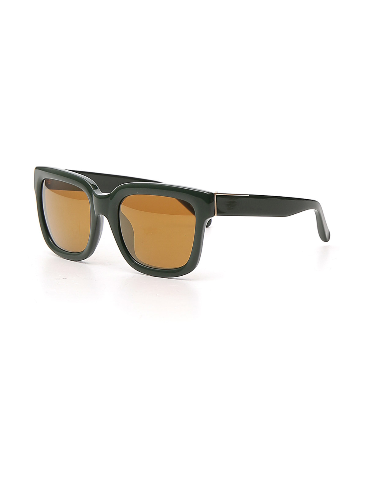 Shop Linda Farrow Sunglasses In Green With Light Brown Lenses