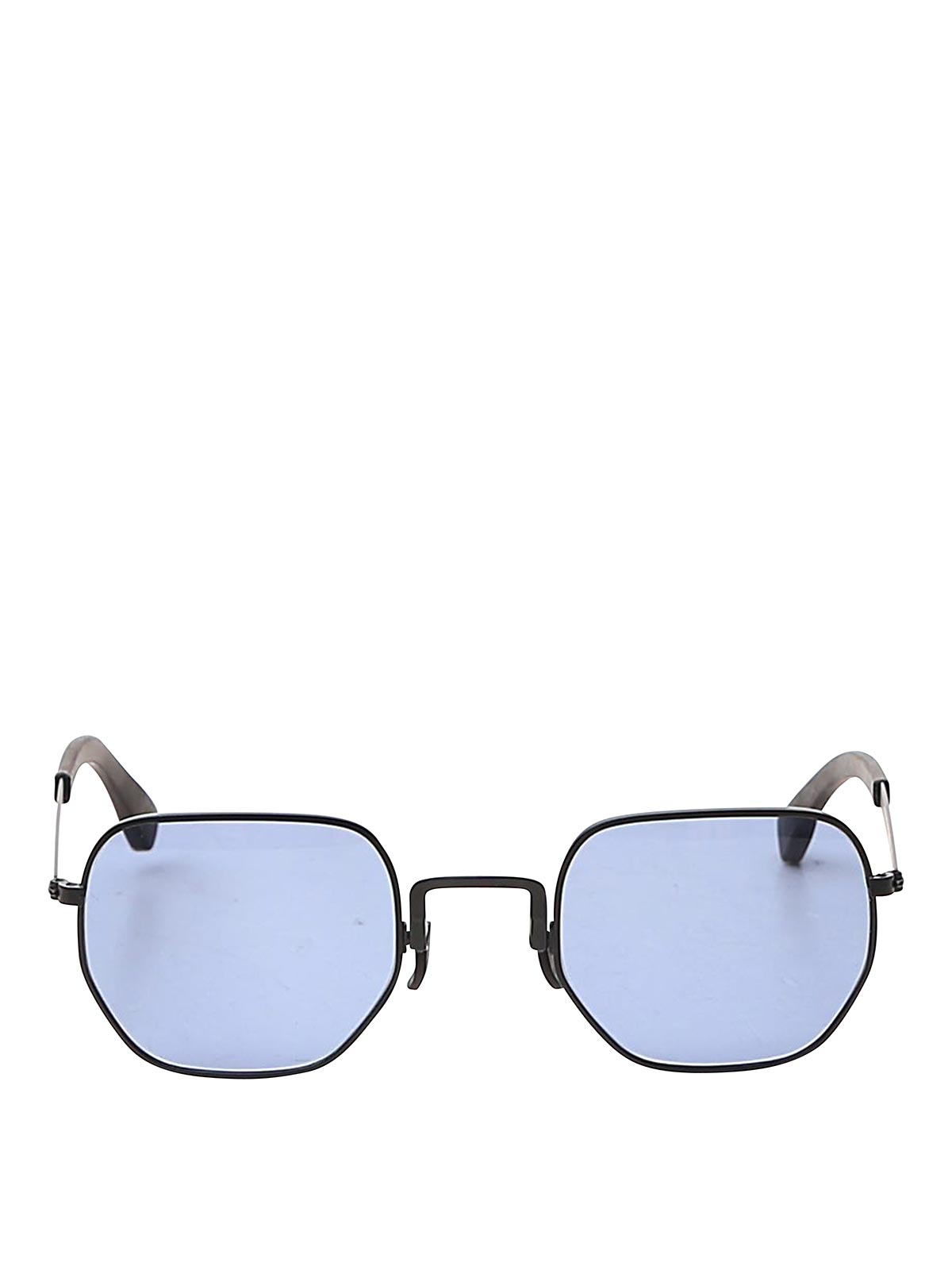 Movitra Sunglasses In Matte Black With Blue Lenses In Purple