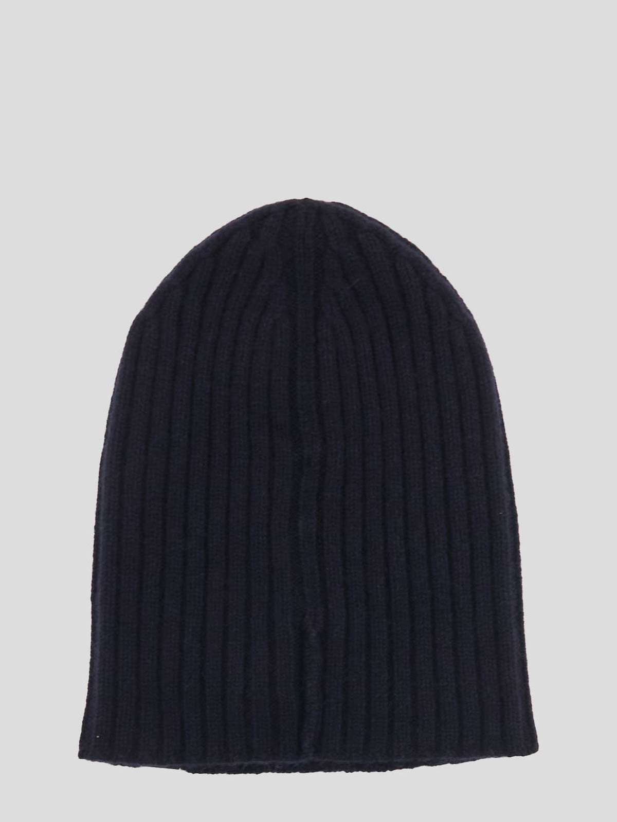 Shop Tom Ford Beanie Hat In Blue Ribbed With Black Logo Tag