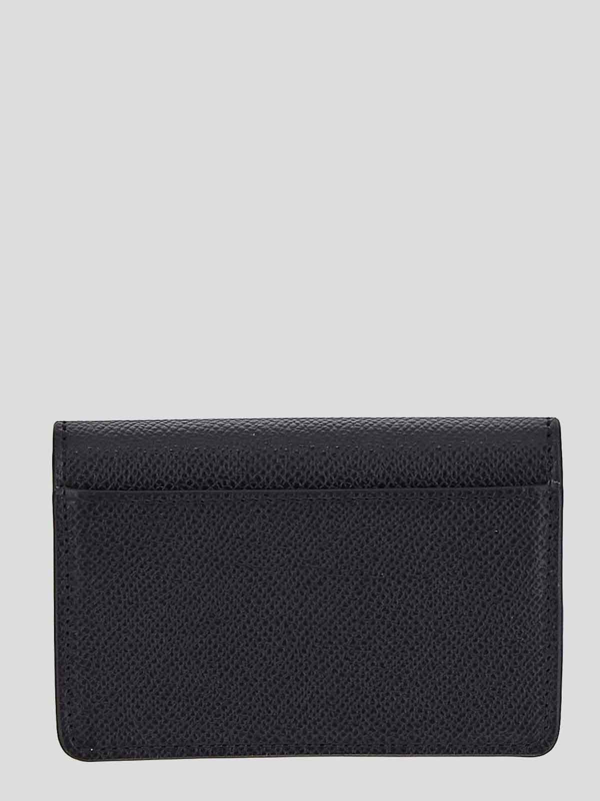Shop Valextra Coin Purse In Smoke Grained With Flap In Taupe