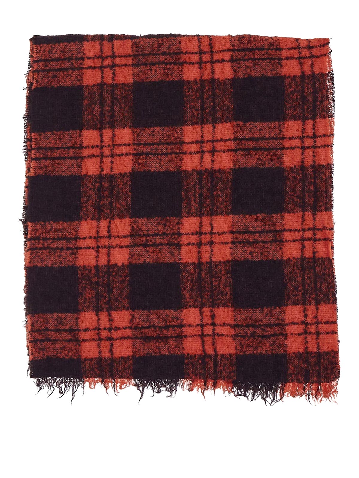 Destin Red Scarf In Wool With Fringed Hem