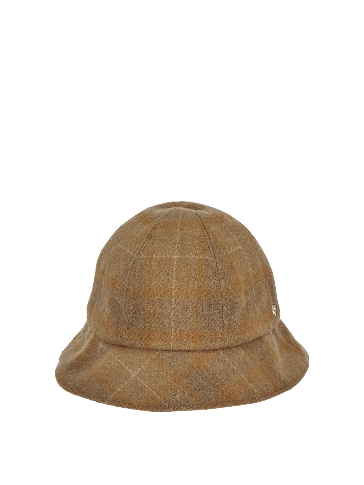 Shop Helen Kaminski Check Motif Hat In Camel