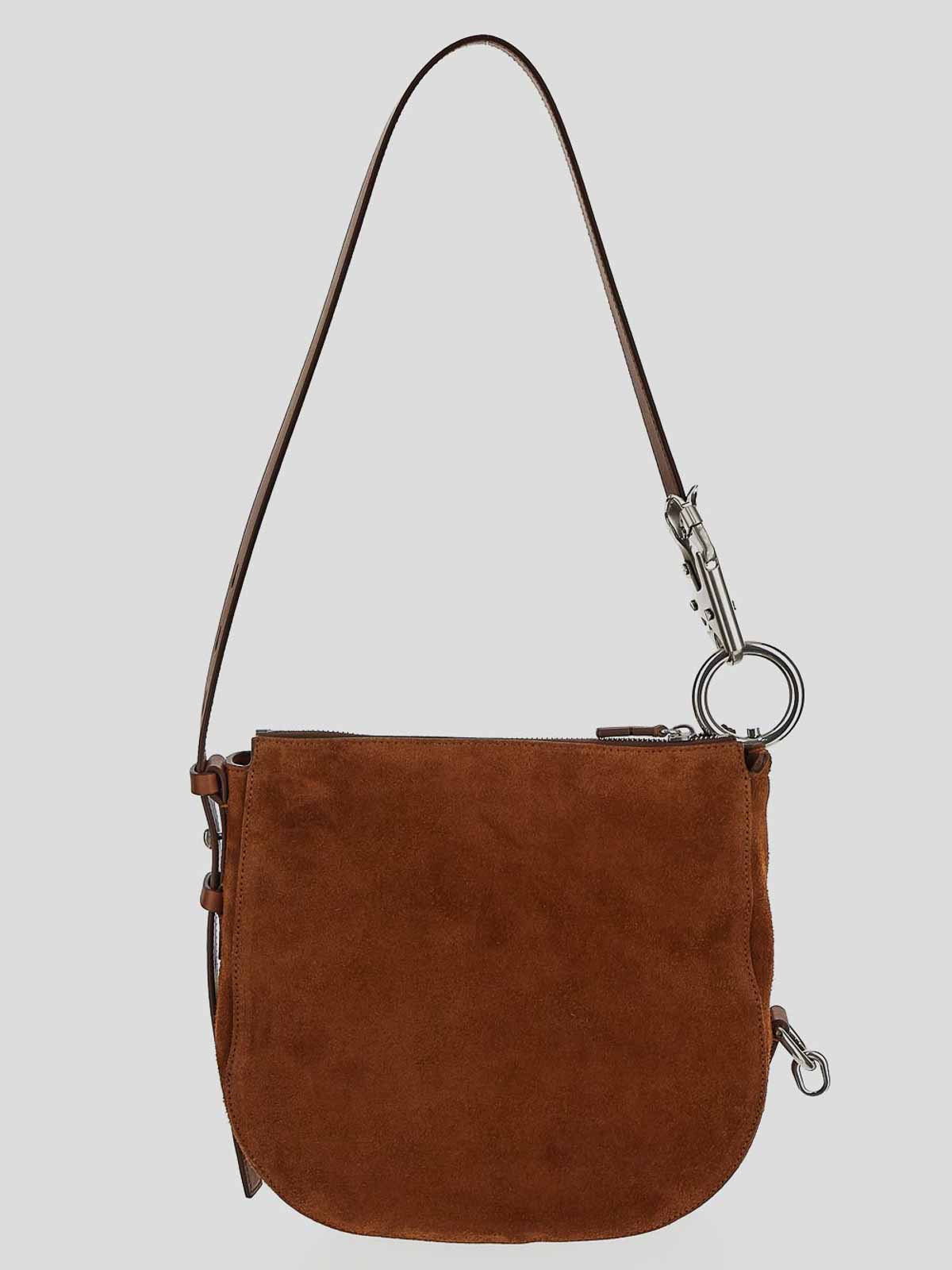 Shop Burberry Shoulder Bag In Brushed Brown With Maxi Hook