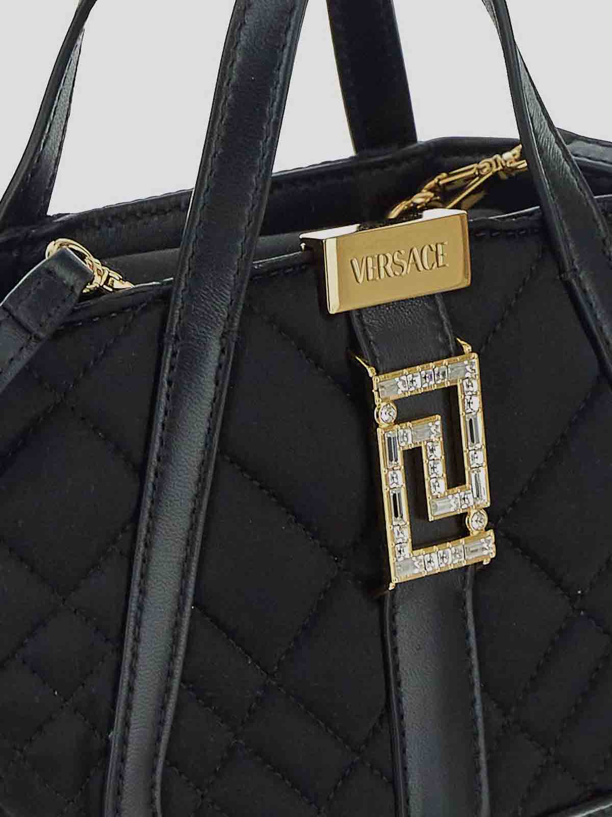 Shop Versace Greca Mini Bag In Gold
