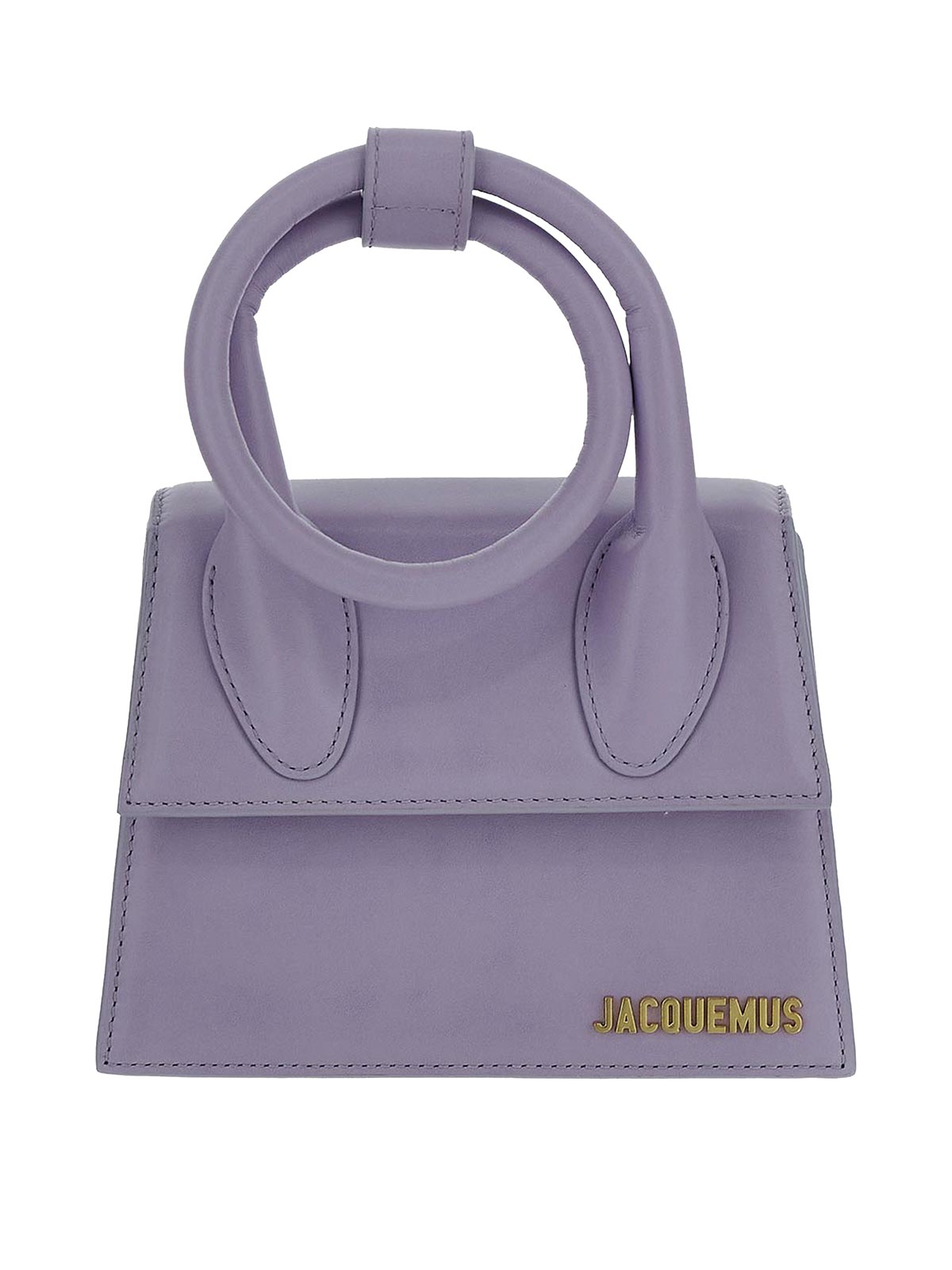Jacquemus Handbag In Lilac Smooth With Coiled Handstrap In Purple
