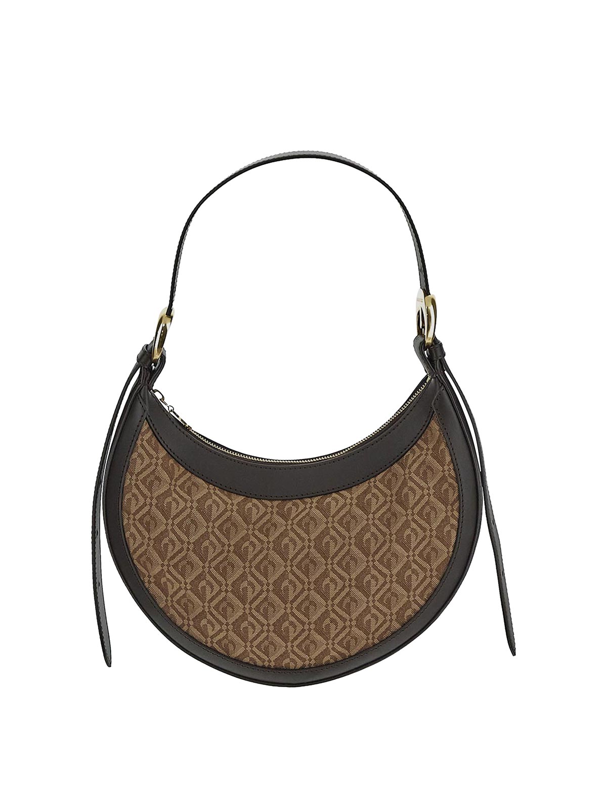 Shop Marine Serre Hobo Bag In Brown Textile With Moon Jacquard In Silver
