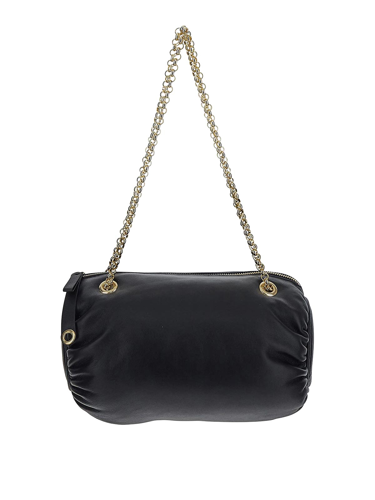 MARINE SERRE PILLOW BAG IN BLACK WITH CHAIN SHOULDER STRAP