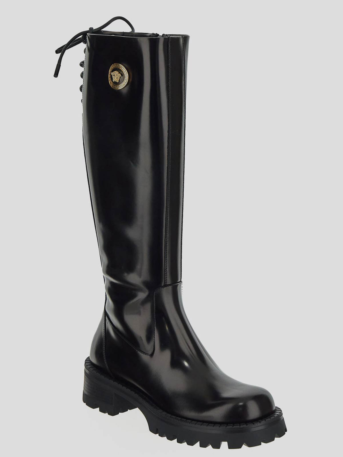 Shop Versace Boots In Gold