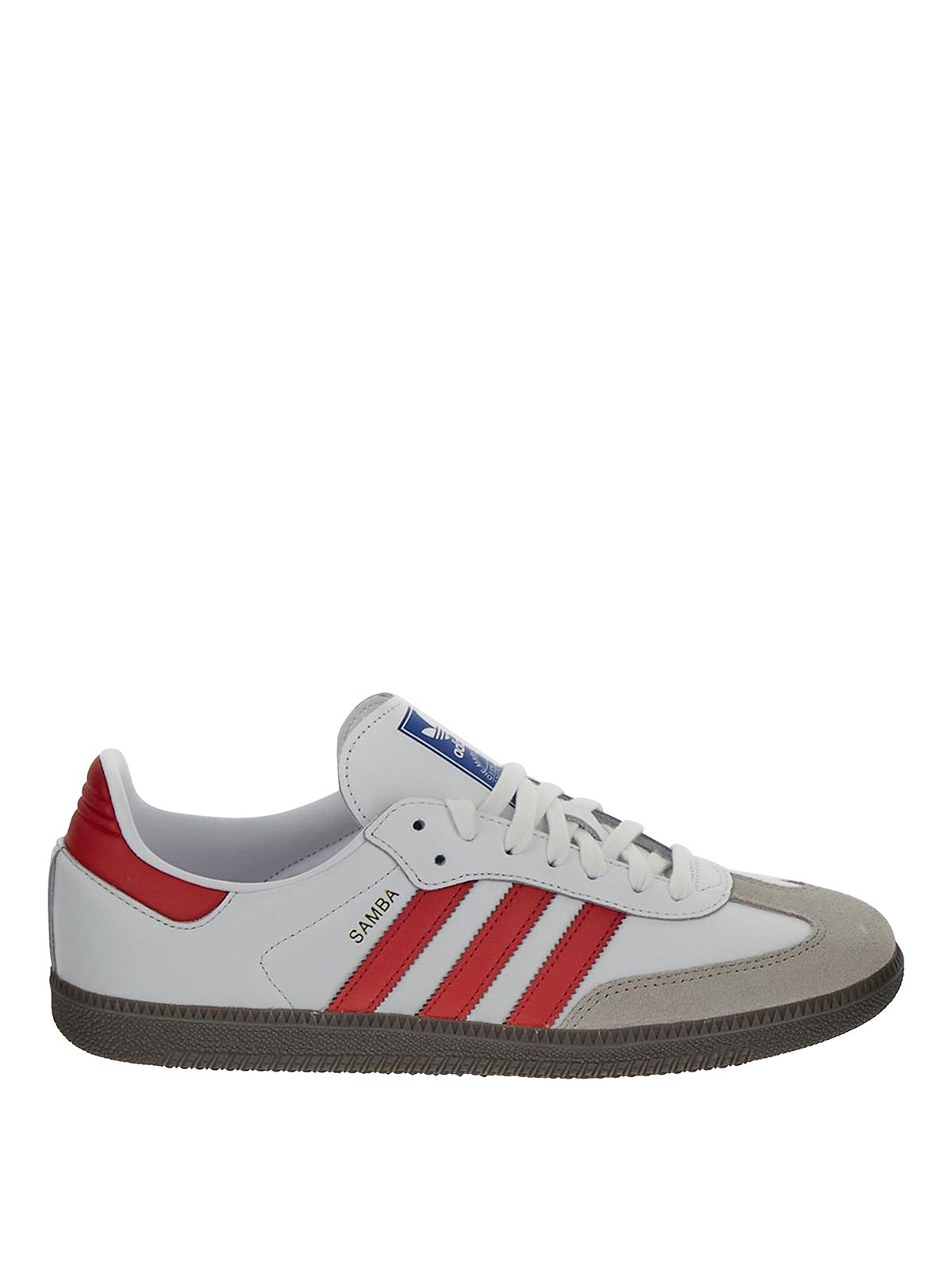 Adidas Originals Low Top Sneakers In White With Iconic Red