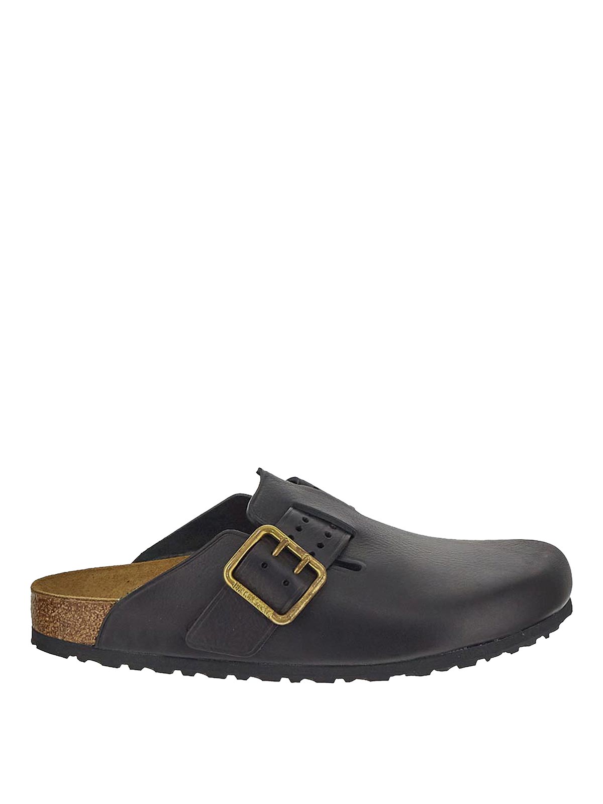 BIRKENSTOCK MULES IN BLACK WITH FINISH BUCKLE