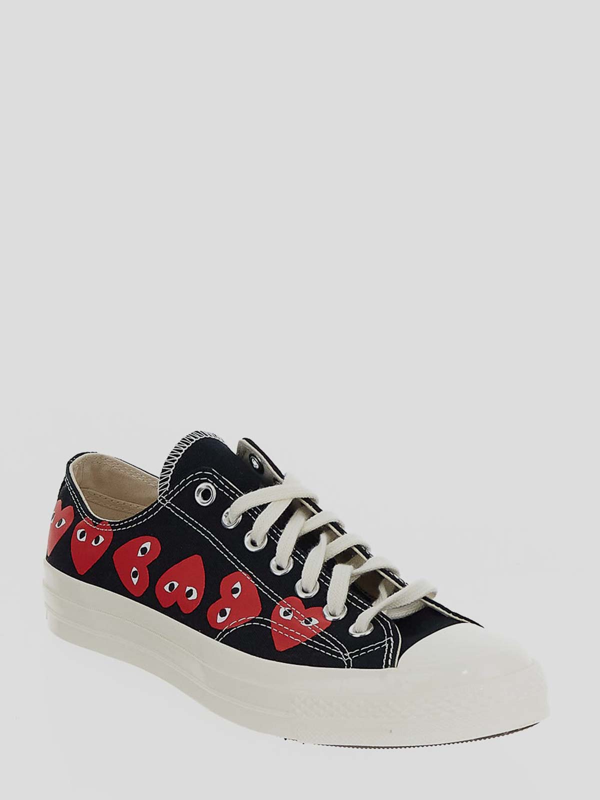 Shop Comme Des Garçons Play Low Top Sneakers In Black With Heart Print