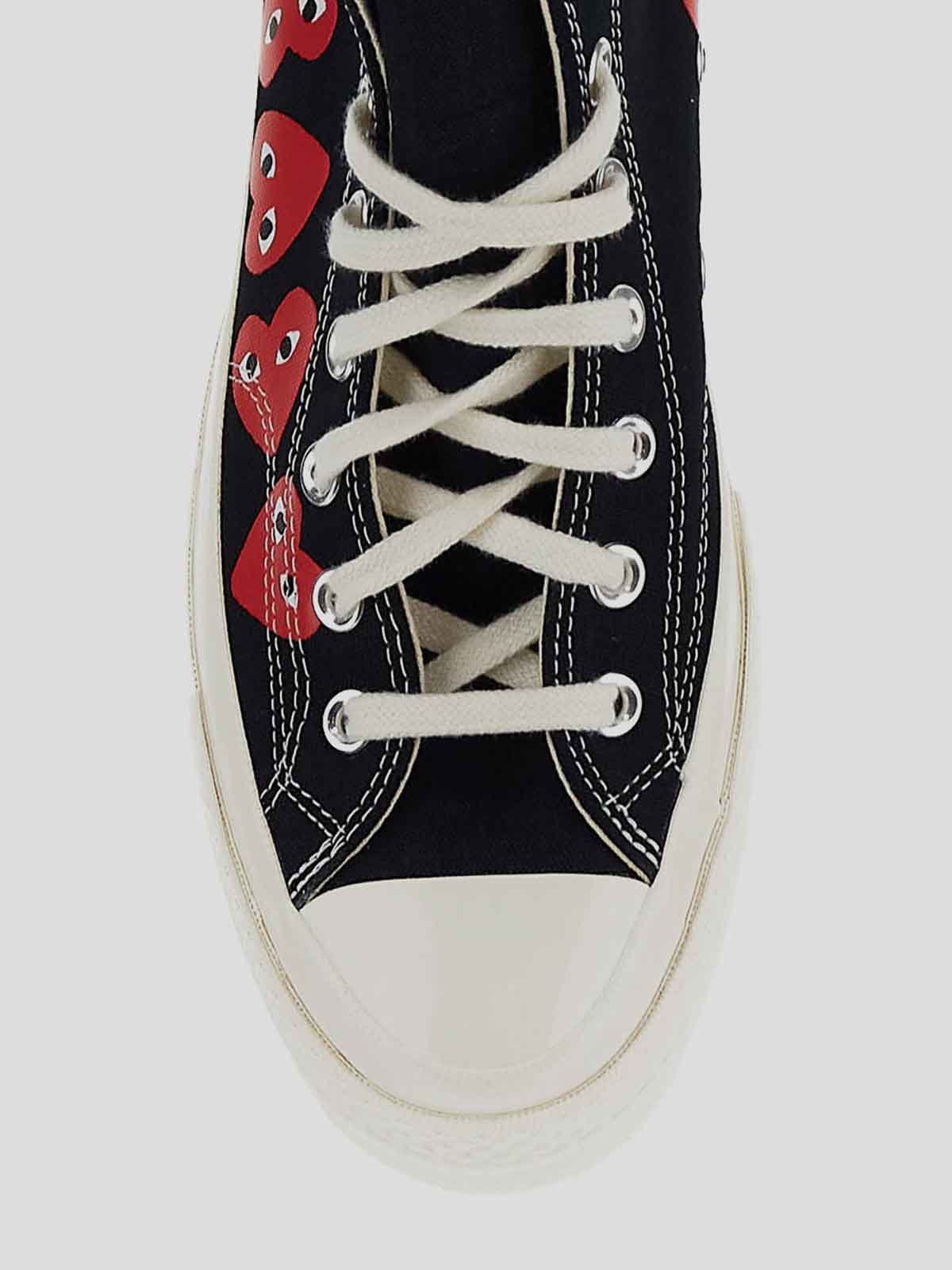 Shop Comme Des Garçons Play High Top Sneakers In Black With Heart Print
