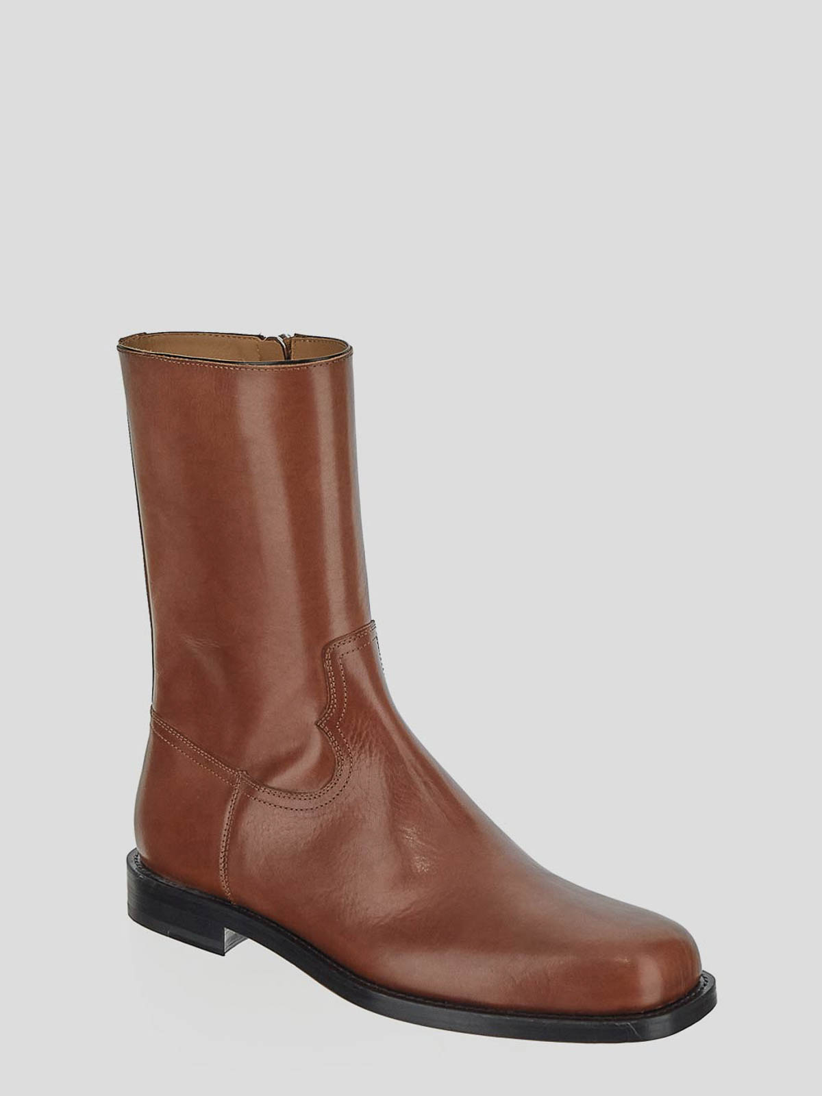 Shop Dries Van Noten Boots In Tan Smooth With Square Toe In Brown