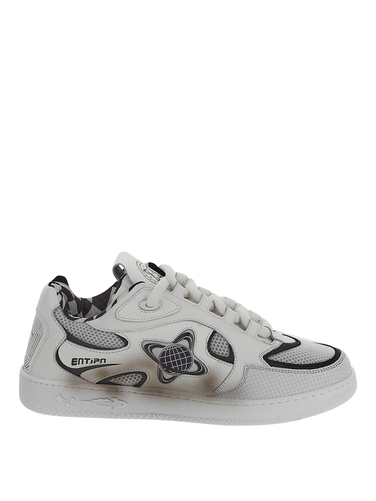 ENTERPRISE JAPAN LOW TOP SNEAKERS IN WHITE WITH BLACK