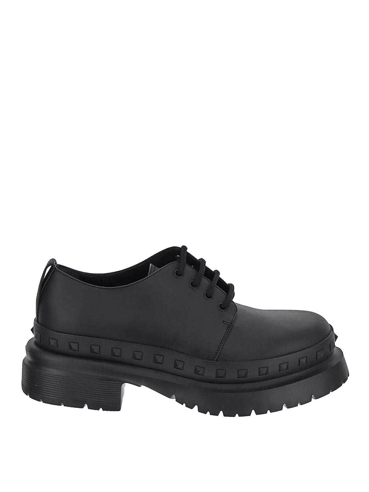 VALENTINO GARAVANI OXFORD SHOES IN BLACK WITH STUDDED TRIMS