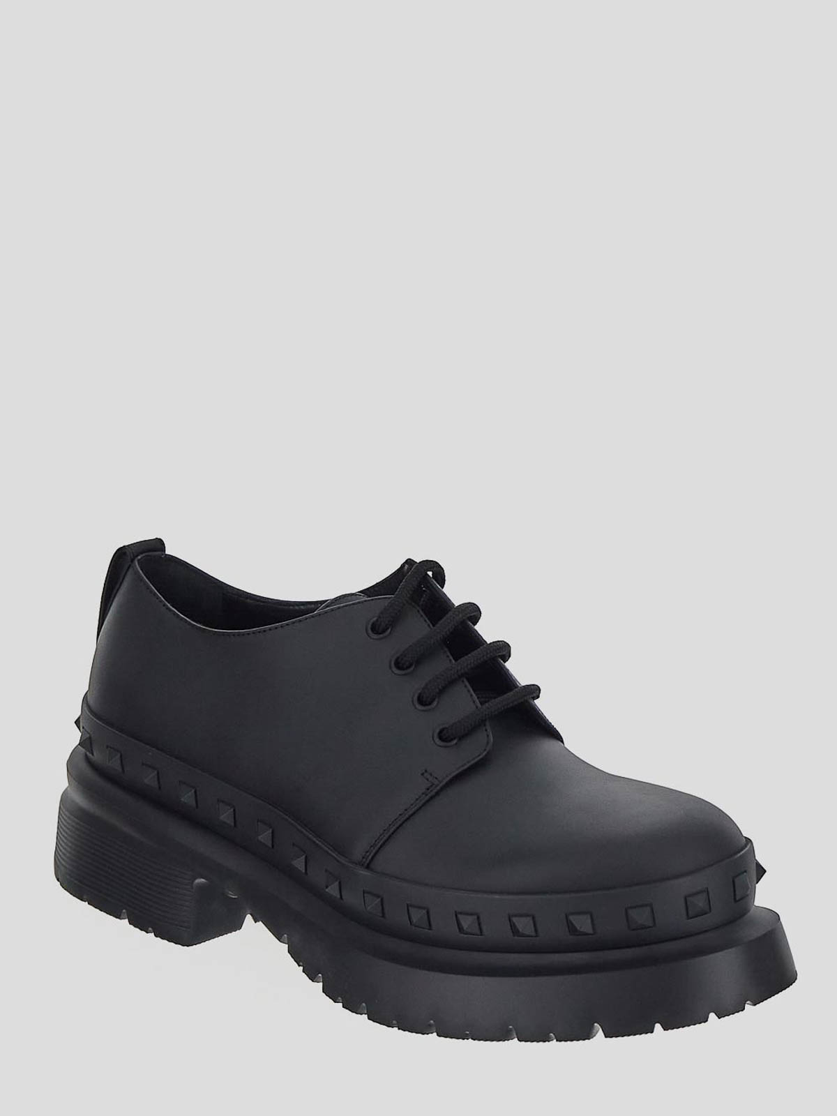 Shop Valentino Oxford Shoes In Black With Studded Trims