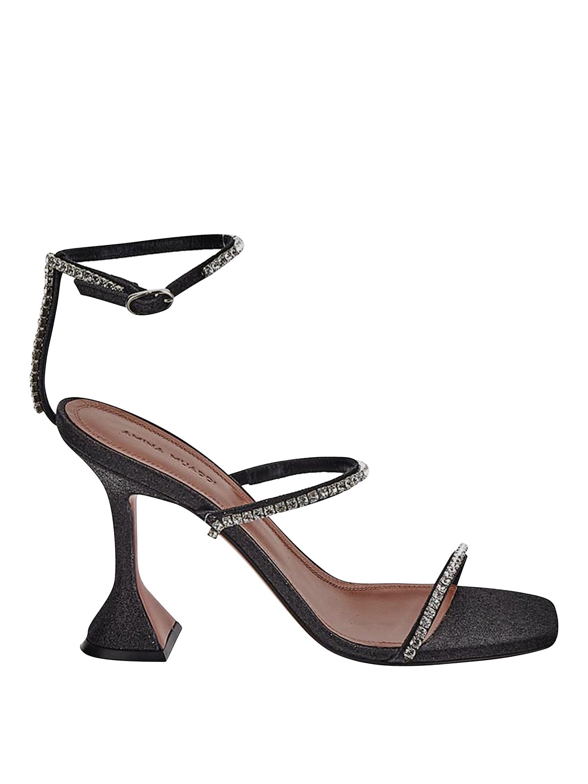 Shop Amina Muaddi Sandal In Black With On The Straps
