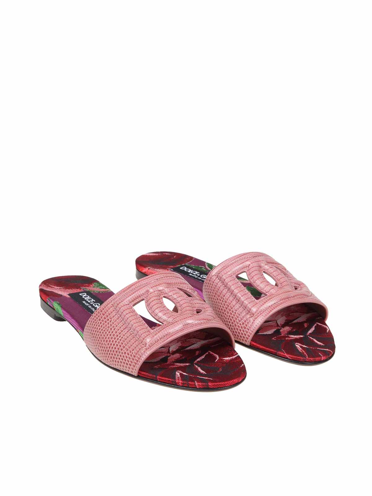 Shop Dolce & Gabbana Leather Mules In Rosado